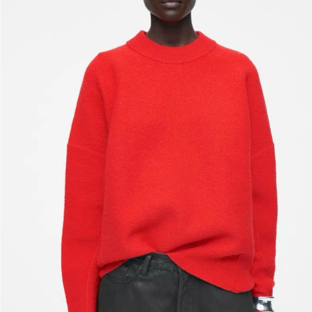 COS Women’s Red Oversized Boiled Merino Wool Sweater – Size S/M (Fits Oversized)